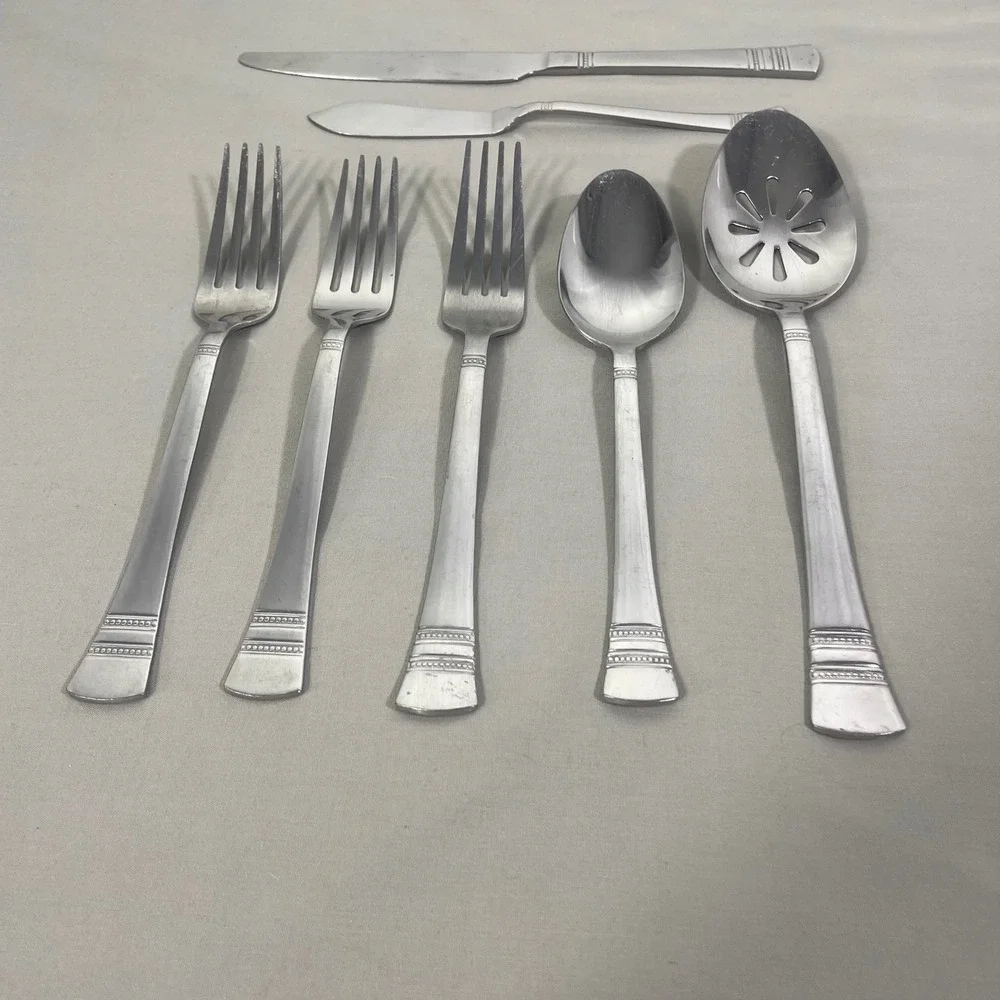 Lot of 7 International Silver Kensington Stainless Forks Tablespoon Knives Spoon